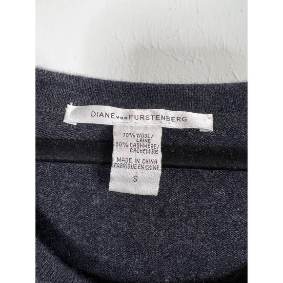 DVF Diane Von Furstenberg Women's Small Sweater Wool Cashmere Pockets 3/4 Sleeve - Picture 5 of 5